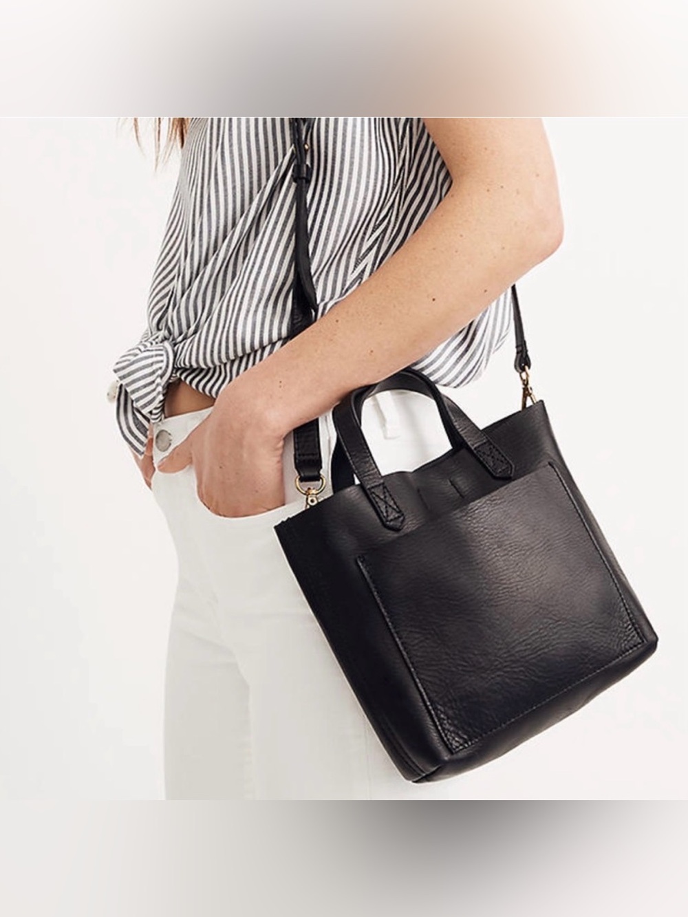 Madewell Black Leather Mini Transport Tote